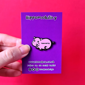 HIPPOmobility enamel pin - hyper mobility - EDS - chronic illness pin badge - Invisible Illness Club - Innabox