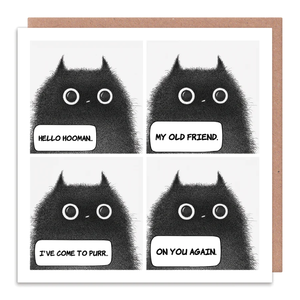 Hello Hooman - Life with cats greetings card - Whale and Bird
