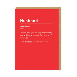 Husband: A man you are legally bound to tolerate ... - Valentines Card - wedding - anniversary - OHHDeer