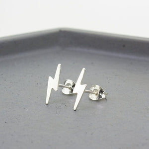 Lightning Bolt Stud Earrings - Sterling Silver - Maxwell Harrison Jewellery