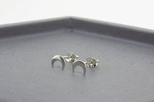 Load image into Gallery viewer, Crescent Moon Stud Earrings - Sterling Silver - Maxwell Harrison Jewellery
