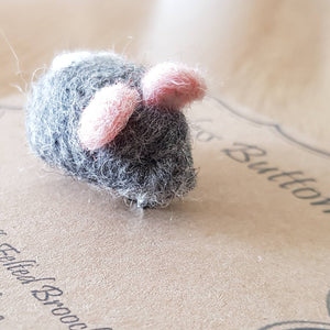 Mouse - Needle Felted Brooch - Useless Buttons