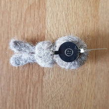 Load image into Gallery viewer, Bunny Rabbit - Needle Felted Brooch - Pink or Grey -  Useless Buttons
