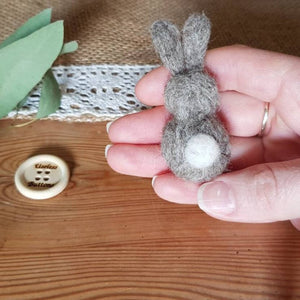 Bunny Rabbit - Needle Felted Brooch - Pink or Grey -  Useless Buttons