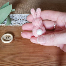 Load image into Gallery viewer, Bunny Rabbit - Needle Felted Brooch - Pink or Grey -  Useless Buttons
