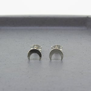 Crescent Moon Stud Earrings - Sterling Silver - Maxwell Harrison Jewellery