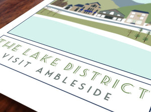 Ambleside travel inspired A3 poster print - Sweetpea & Rascal - Lake District Cumbria
