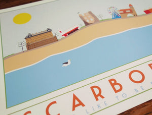 Scarborough tourism inspired A3 poster print - Sweetpea & Rascal - Yorkshire coast