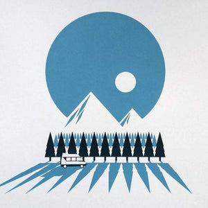 Campervan Mountains Screen print - Art print  - Adventurers - Scandinavian Design - Or8 Design