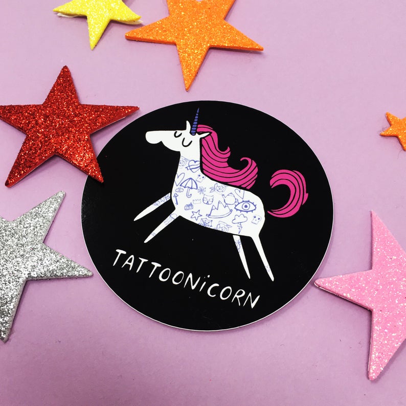 Character Stickers - Katie Abey - Tattoonicorn - Poobrain cat - stationery