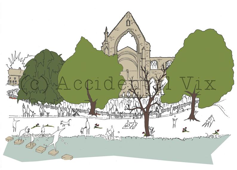 Bolton Abbey Print- Accidental Vix Prints - Yorkshire illustrations