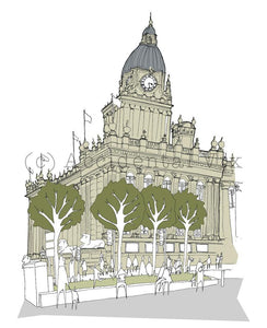Leeds Town Hall Art Print - A3 size - Accidental Vix Prints - Leeds illustrations - Collection only