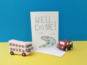 Well Done - Passing Driving Test - Greetings Card - Illustrator Kate