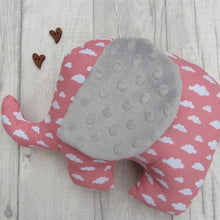 Load image into Gallery viewer, Stuffed Elephant soft toy - Peach Clouds - Sewn by Sarah - new baby gift - nursery - children
