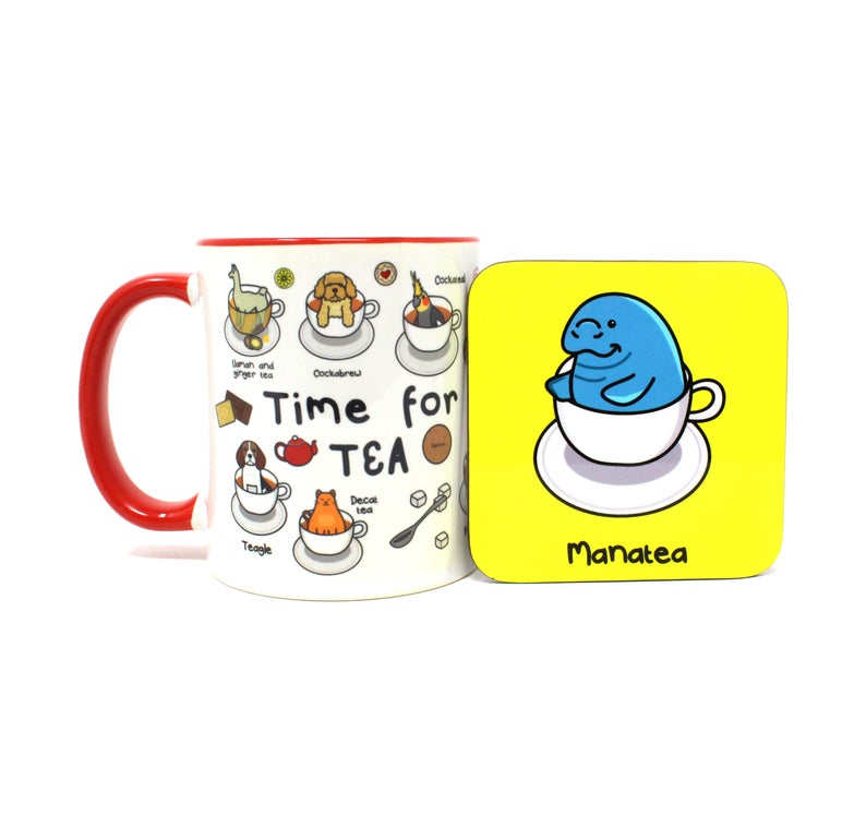 Manatea coaster - Innabox - Puns - Animal lover gift -Tea Lovers - Manatee