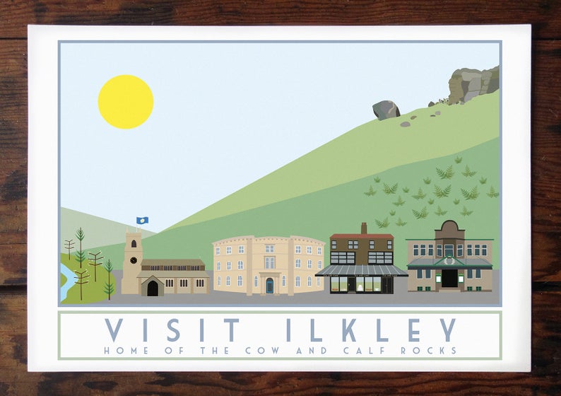Ilkley Travel inspired A3 poster print - Sweetpea & Rascal - Yorkshire prints - Yorkshire scenes and landmarks