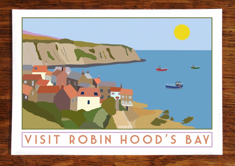 Robin Hoods Bay tourism inspired poster print - Sweetpea & Rascal - Yorkshire coast