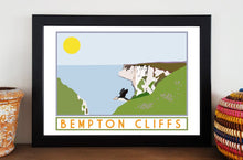 Load image into Gallery viewer, Bempton Cliffs tourism inspired poster print - Sweetpea &amp; Rascal - Yorkshire coast
