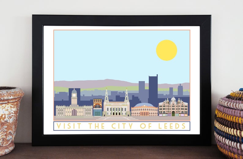 Leeds Travel inspired A3 poster print - Sweetpea & Rascal - Yorkshire prints
