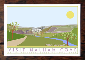 Malham Cove Travel inspired poster print - Sweetpea & Rascal - Yorkshire prints - Yorkshire scenes and landmarks
