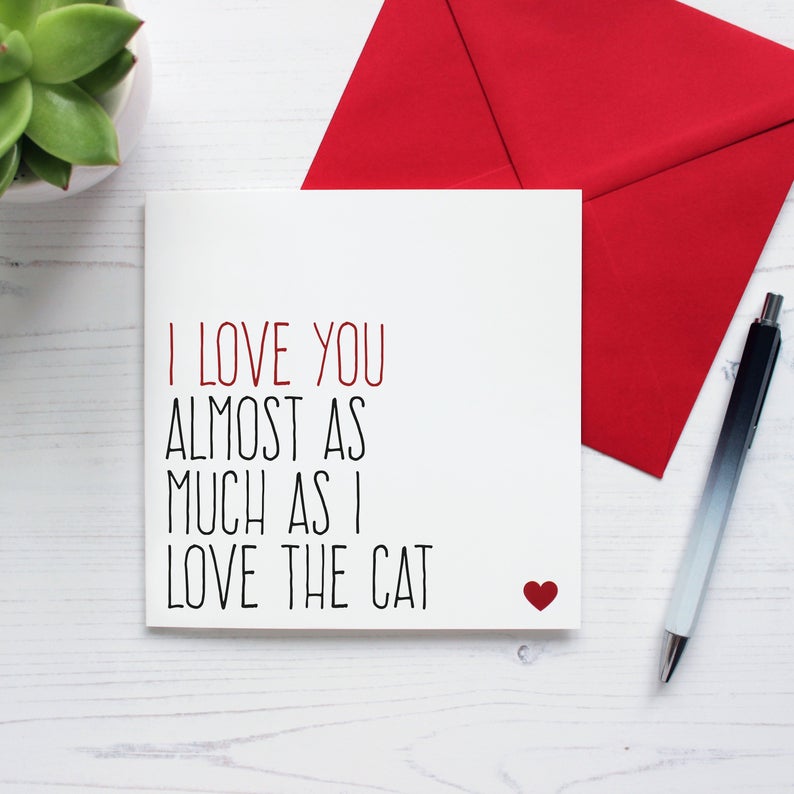 I love you almost as much as the Cat greetings card - Purple Tree Designs
