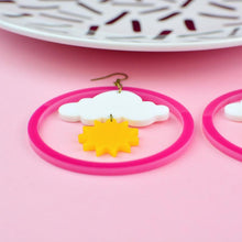 Load image into Gallery viewer, Sunshine Cloud Weather Statement Earrings - Acrylic Earrings - Silly Loaf
