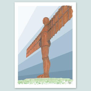 The Angel of the North Illustration - A4 print - Art by Arjo - Gateshead - Newcastle