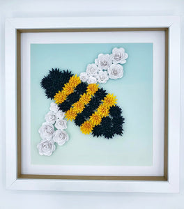 Bumble Bee Paper Art - Framed Artwork - Turn the Page Design - Collection only