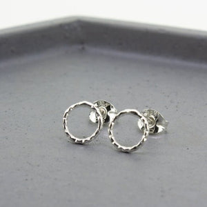 Diamond Cut Open Circle Stud Earrings - Sterling Silver - Maxwell Harrison Jewellery
