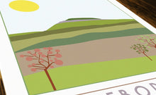 Load image into Gallery viewer, Ingleborough travel inspired A3 poster print - Sweetpea &amp; Rascal - Yorkshire Dales - 3 Peaks
