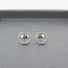 Load image into Gallery viewer, Twisted Open Circle Stud Earrings - Sterling Silver - Maxwell Harrison Jewellery
