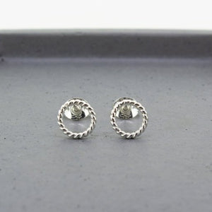 Twisted Open Circle Stud Earrings - Sterling Silver - Maxwell Harrison Jewellery