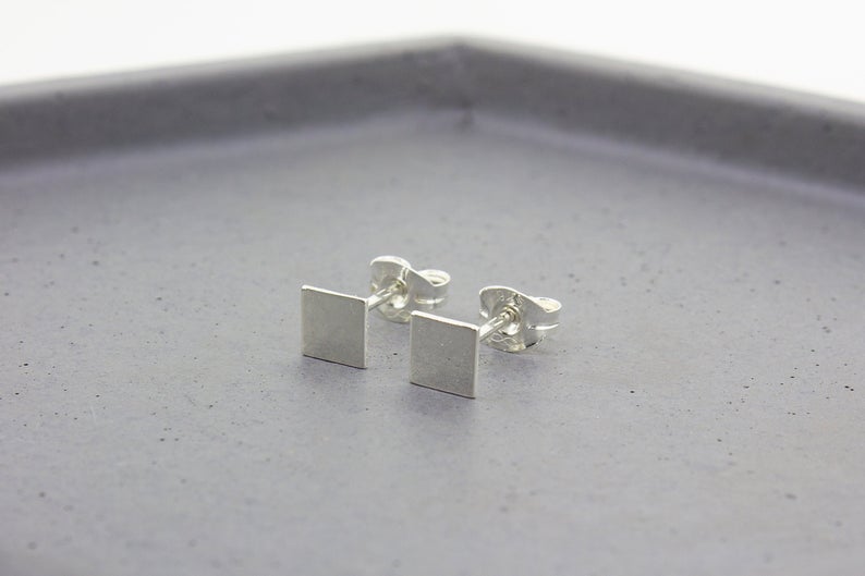 Square/Diamond Stud Earrings - Sterling Silver - Maxwell Harrison Jewellery