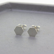 Load image into Gallery viewer, Hexagon Stud Earrings - Sterling Silver - Maxwell Harrison Jewellery
