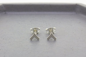 Chevron Stud Earrings - Sterling Silver - Maxwell Harrison Jewellery