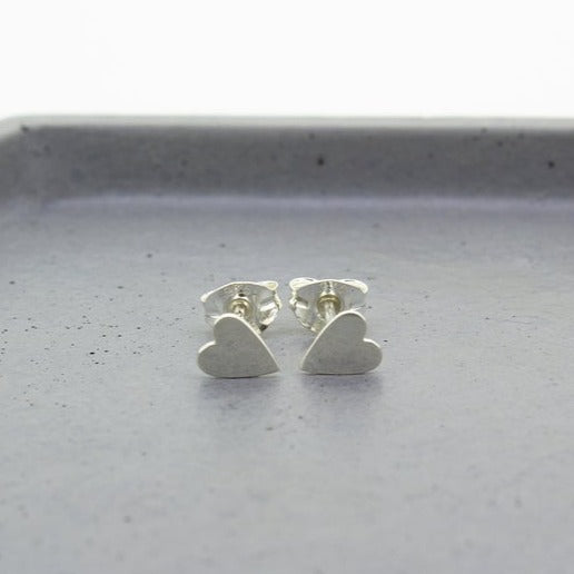 Heart Stud Earrings - Sterling Silver - Maxwell Harrison Jewellery