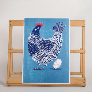 Chicken Illustration - A3 screen print - Jenna Lee Alldread