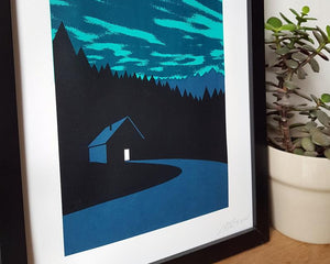 Northern Lights - Aurora Borealis screen print - Art print  - Adventurers - Or8 Design
