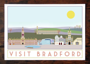 Bradford Travel inspired A3 poster print - Sweetpea & Rascal - Yorkshire prints - Yorkshire scenes and landmarks