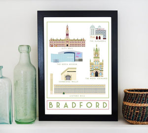 Bradford Landmarks Travel inspired poster print - Sweetpea & Rascal - Yorkshire prints