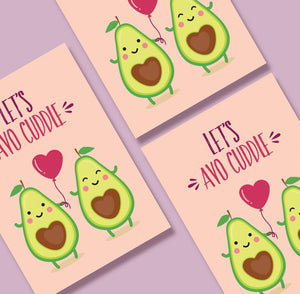 Avocado Valentines card - Let's Avo Cuddle - Blush and Blossom - Greetings Card