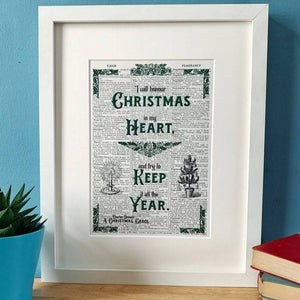 Dictionary Page Print - Christmas Carol - Charles Dickens Quote - Turn the Page Design
