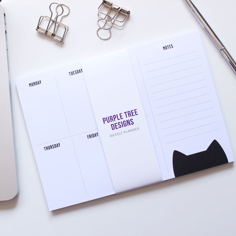 A5 weekly planner - cats - cat lovers - Purple Tree Designs - stationery