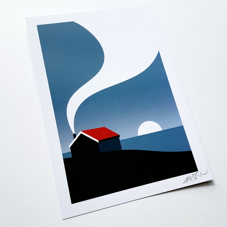 Coastal Cabin - art print - A4 or A5 - Adventurers - Wanderlust - Or8 Design