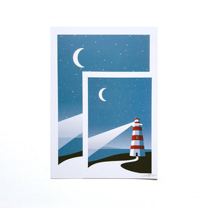 Coastal Lighthouse - art print - A4 or A5 - Adventurers - Wanderlust - Or8 Design