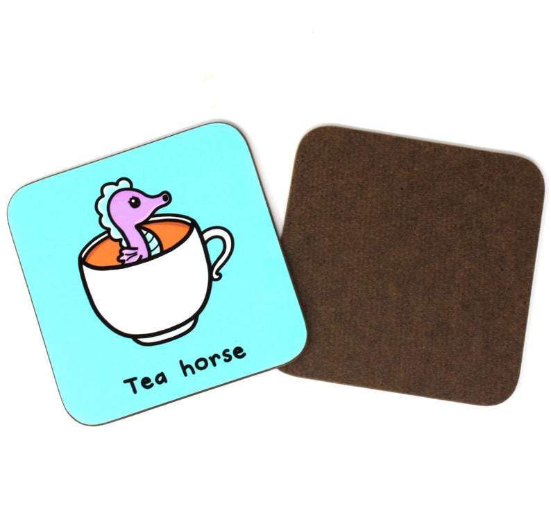Tea Horse coaster - Innabox - Puns - Animal lover gift -Tea Lovers