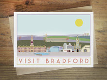 Load image into Gallery viewer, Bradford greetings card - tourism poster inspired - Sweetpea and Rascal - Yorkshire scenes
