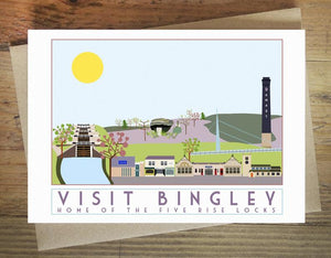 Bingley greetings card - tourism poster inspired - Sweetpea and Rascal - Yorkshire scenes