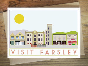 Farsley greetings card - tourism poster inspired - Sweetpea and Rascal - Yorkshire Greetings