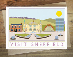 Sheffield greetings card - tourism poster inspired - Sweetpea and Rascal - Yorkshire Greetings